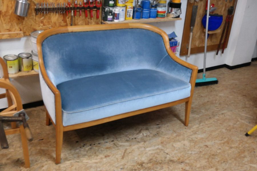 2-Sitzer Sofa mit Streifen aus den 1930er Jahren